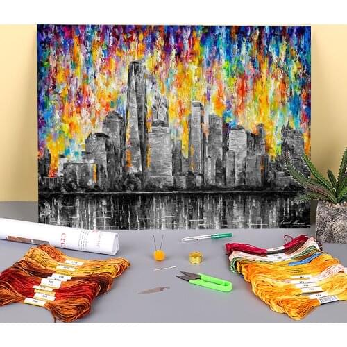 New York City Printed 11CT Cross Stitch DIY Embroidery Patterns DMC Threads Sewing Handmade Hobby Handicraft Stamped Sales