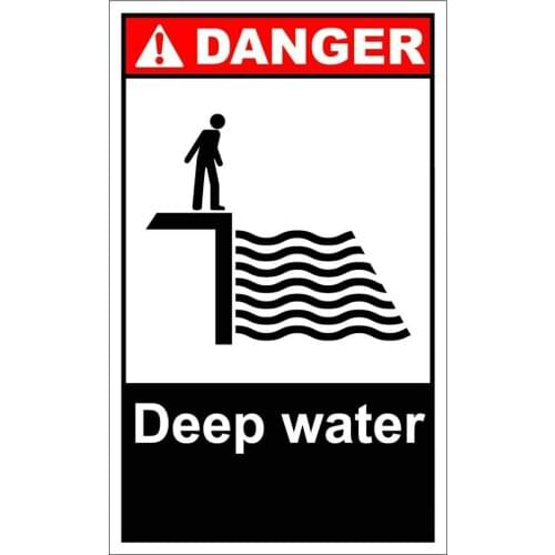 Deep Water Danger OSHA/Ansi Poster Funny Art Decor Vintage Aluminum Retro Metal Tin Sign
