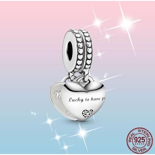 Mom Gift New 925 Sterling Silver Daughter & Mother in Law Split Dangle Charm Pendant fit Pandora Beads Bracelet Necklace Jewelry