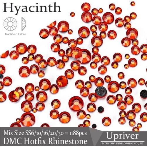 Upriver SS6-SS30 Mix Sizes DMC Hyacinth Iron On Loose Strass Glass Beads Hotfix Rhinestones