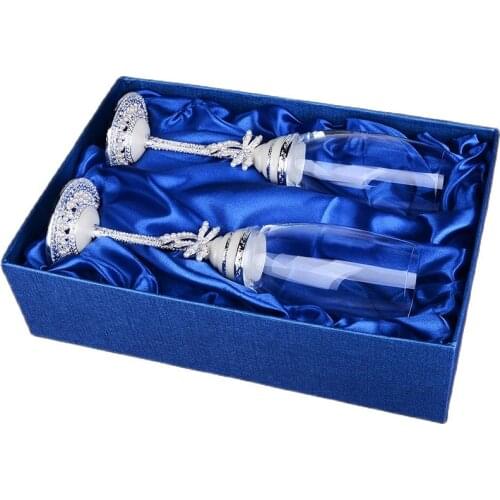 Nordic 2PCS Goblet Champagne Glasses Creative Crystal Wine Glass Cups Beer Wedding Glasses Cocktail Szklanki Gift Box FJ025