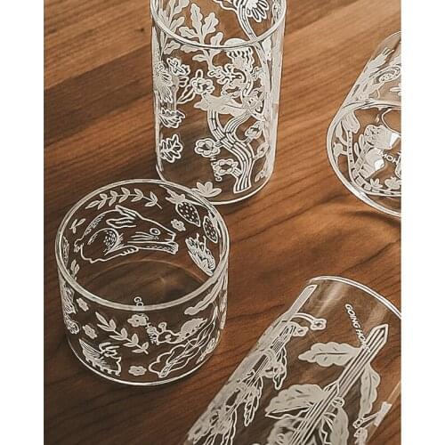 Glass Mug Coffee Cup Flower Print Cups Gift Mug for Girls Handgrip Cup for Milk Oatmeal Coffee Drinkware Wedding Glass Cup