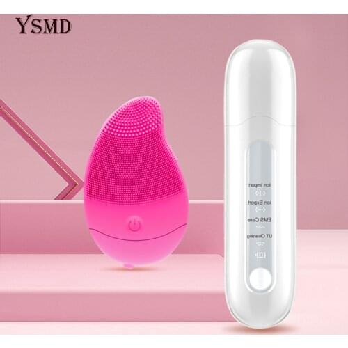 Ultrasonic Scrubber Silicone Electric Facial Cleansing Blackhead Remover Skin Care Sets Machine Face Brush Home Use Devices Mini