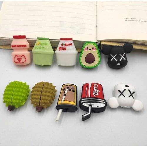 50pc Cute Cartoon Avocado Durian Cola Cable Protector Data Line Cord Protective Cable Winder Cover For iPhone USB Charging Cable