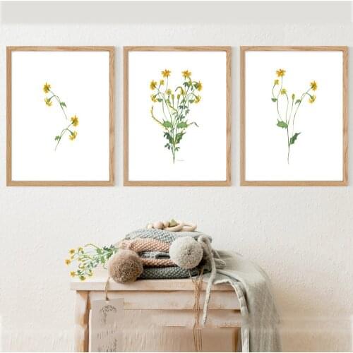 Yellow Daisy Flower Wall Art Canvas Painting Farmhouse Art Nordic Poster and Print Watercolor Wall Picture for Living Room Decor