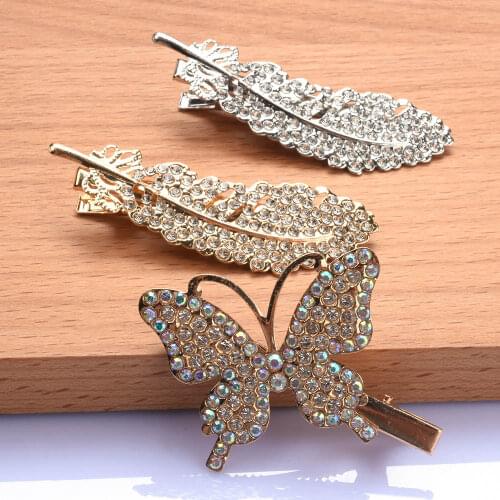 Women Flower Crystal Hairpin Accessories For Girls Hair Barrette Hairclip Party Daily Headwear Jewelry