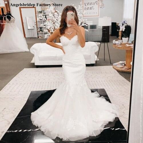 New Charming Appliques Mermaid Wedding Dress 2021 Vestidos De Novia Sweetheart Sexy Bridal Gown Elegant Wedding Gowns Lace-up