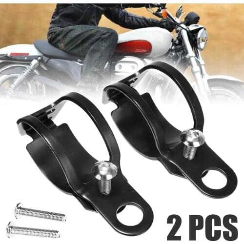 1Pair Motorcycle Turn Signal Lamp Headlight Mount Bracket Black Metal Clamp Holder Support For 33-43mm Front Fork Accessories