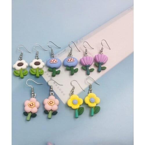 1Pair Trendy Cute Pink Flowers Drop Earrings For Women Girl Korea Petunia Earings Jewelry Lovers Christmas Gift EC504