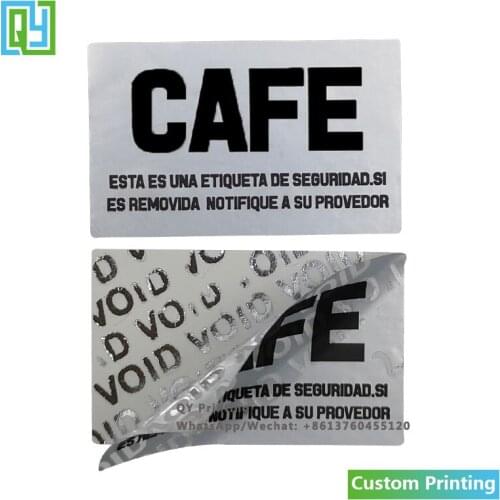 1000pcs 25x40mm Free Shipping Custom Logo Printing Silver Pet Secuity Seal Void Labels Envelope Sealing Tape Security Sticker
