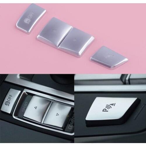 3pcs Silver Gear Shift Panel Left Button Cover Trim ABS Fit for BMW 5 series F10 F07 F18 2011 2012 2013 2014 2015 2016 2017