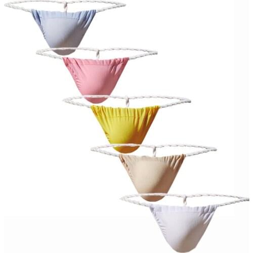 5PCS/Lots Men Thongs G-string String Homme Slip Ice Silk Ultra-Thin Thongs Sexy Male Rope Japanese Sumo Tanga Hombre Panties
