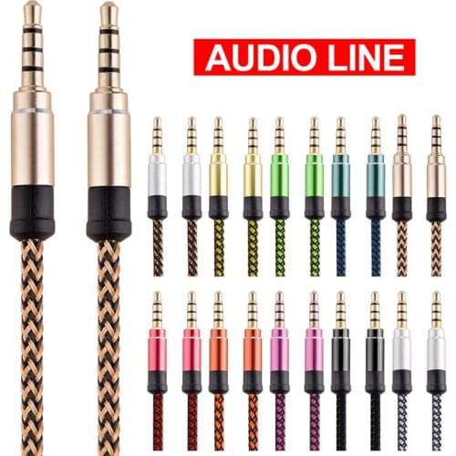 8 Colors Optional Universal 1.5 M 3 M 3.5MM Braided Audio Cable Male To Male Nylon AUX On Recording Car Audio Cable