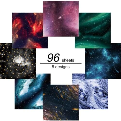 96pcs Origami Colored Paper Planet Galaxy Star Series Folding Crane Paper DIY Scrapbooking Handmade Paper Making Gifts 8 colors