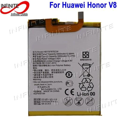 For Huawei Honor V8 Battery 3400mAh Battery HB376787ECW Batterie Bateria Accumulator AKKU