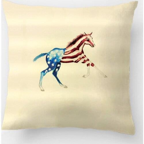 American Patriotic Horse Filly Red White Blue Throw Pillow Case Decorative Cushion Cover Pillowcase Customize Gift For Sofa Seat