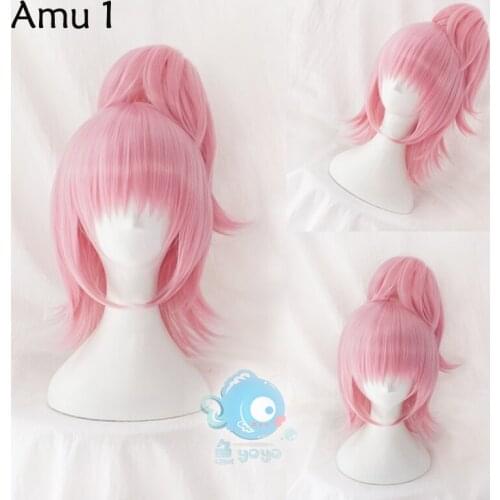 Amu Hinamori Cosplay Wig Shugo Chara ! Doki Party Miki Suu Ran Anime Pink Synthetic Hair for Adult + Wig Cap