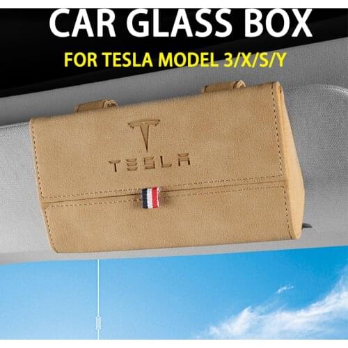 Car Glasses Box Visor Eyeglasses Holder Protective Sunglasses Case Magnetic Storage For Tesla Model 3/X/S/Y