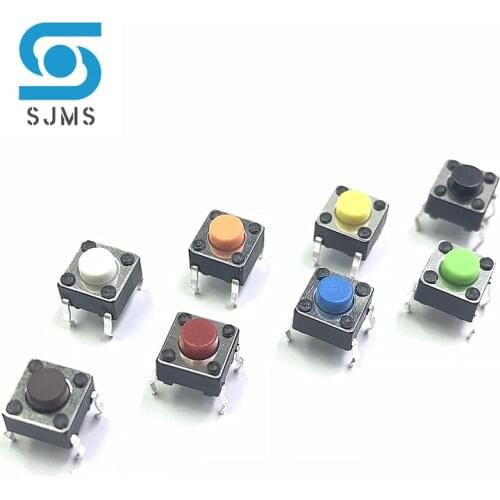 Free Shipping 50pcs 6*6*5 mm 4PIN Seven Color Smart Electronics Tactile Switches Push Button DIP Tact Switch Touch Micro Switch