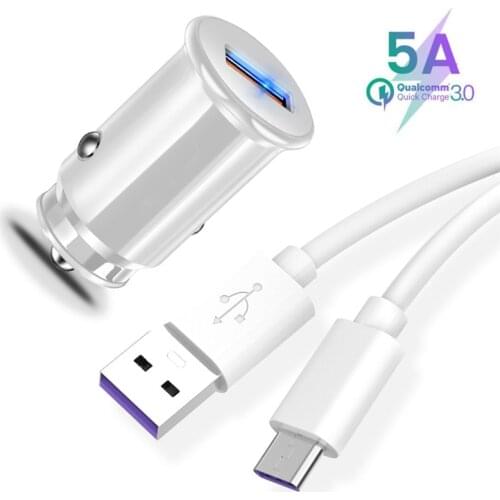 QC 3.0 USB Quick Charge Phone Car Charger 5A Type C Cable For Huawei P40 P30 P20 Pro Mate 30 20 Honor 30 20 10 Pro Phone Cable