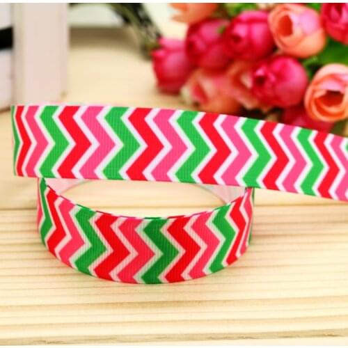 DHK 7/8'' 5yards watermelon chevron printed grosgrain ribbon headwear hair bow diy party decoration OEM Wholesale 22mm E818