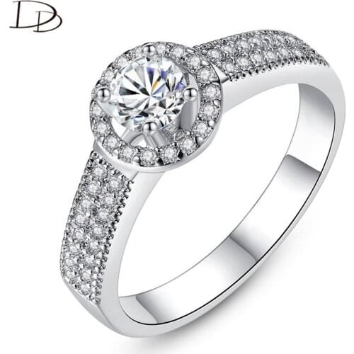 DODO WomenS Jewelry AAA Cubic Zirconia Ring For Women White Gold Color Wedding Engagemnet Bridal Ring Bijoux Femme Gifts R285