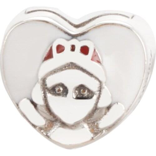 Authentic S925 Sterling Silver Snow White Heart-shaped Positioning Buckle Clip Beads Fit Original Bracelet Necklace DIY Jewelry