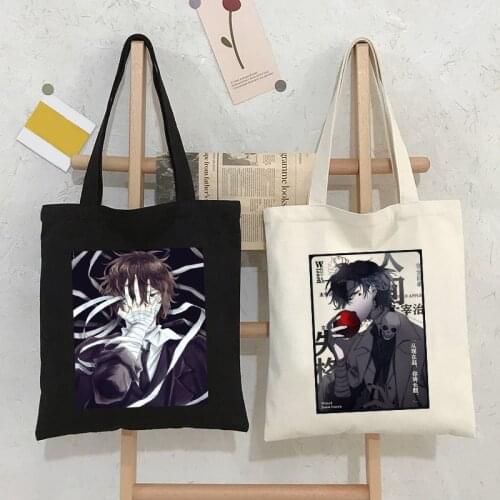 Anime Bungo Stray Dog Osamu Dazai Canvas Bag Harajuku Goth Shopper Large Capacity Women Bag Classic Vintage HandBag Shoulder Bag