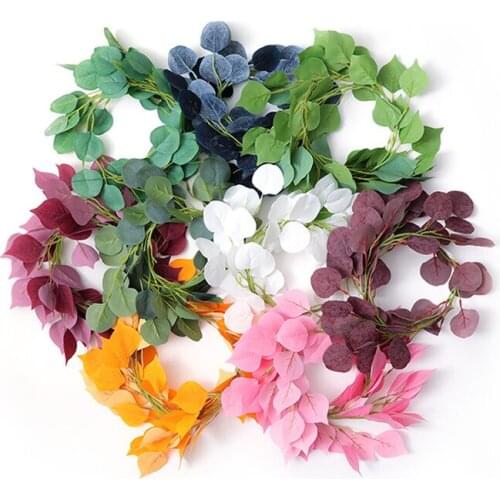 Simulation Rattan Round Leaf Eucalyptus Rattan Money Leaf Green Plant Cross-border Home Ceiling Decoration Ivy Vine