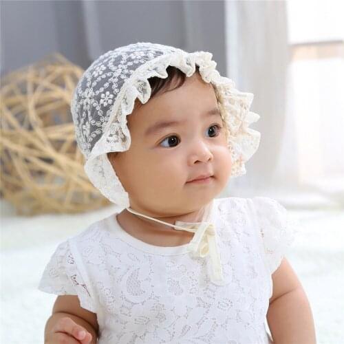 Summer lace four-leaf clover embroidery sun hat toddler newborn baby princess spring soft hat photography props baby supplies