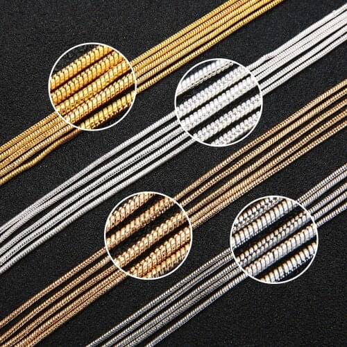 2m/lot Dia 1.5mm Copper Snake Chains Bulk For Diy Metal Gold Silver Color Necklace Chains Lot Findings Jewelry Making Supplies