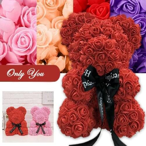 25/40cm Teddy Bear Artificial Rose Flower Valentine Decoration Party Wedding Girlfriend Gifts Birthday Artificial Flowers Rose