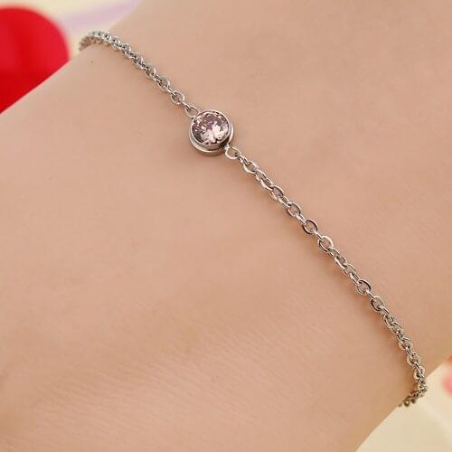 Fashion Women Anklet Stainless Steel Chain Anklet Silver Color Round Clear Rhinestone On The Leg Jewelry 23cm long, 1 Piece