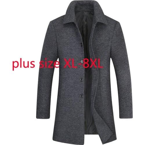 New Arrival Fashion Super Large Autumn And Winter Men Casual Woolen Coat Windbreaker Long Overcoat Plus Size XL-5XL 6XL 7XL 8XL