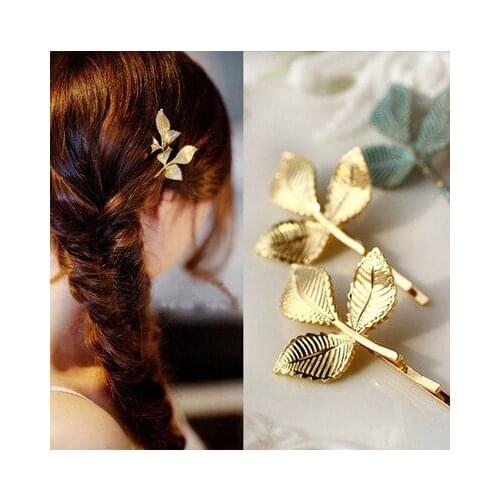 New Arrival Fashionable Women Clip Hairpins Wedding Tiara Gold Leaf Hair Clip Styling Tools