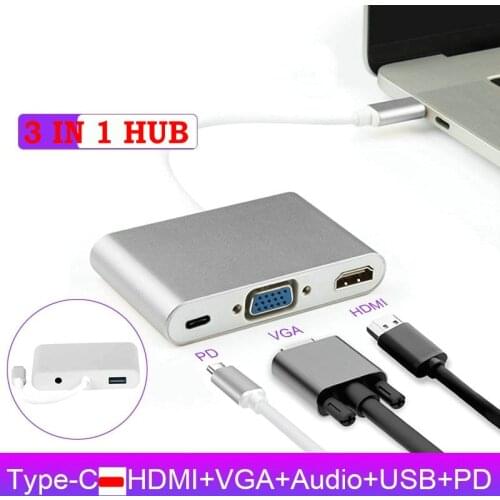 Type C To USB-C HDMI USB 3.0 Adapter Converter Cable 3 In 1 Hub for MacBook Pro