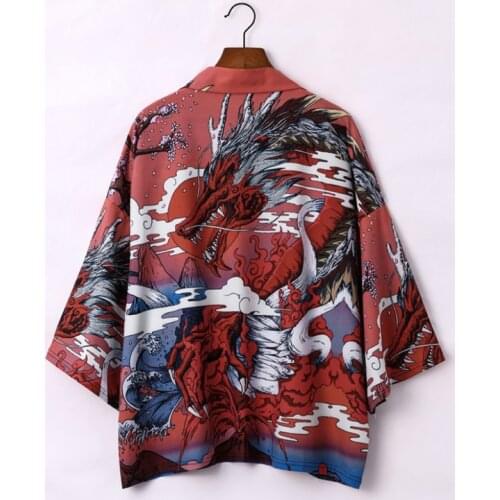 Sexy nightwear Japanese Dragon Kimono Cardigan Men Samurai Costume Asian Clothes Kimonos Jacket Mens Shirt Yukata Haori new