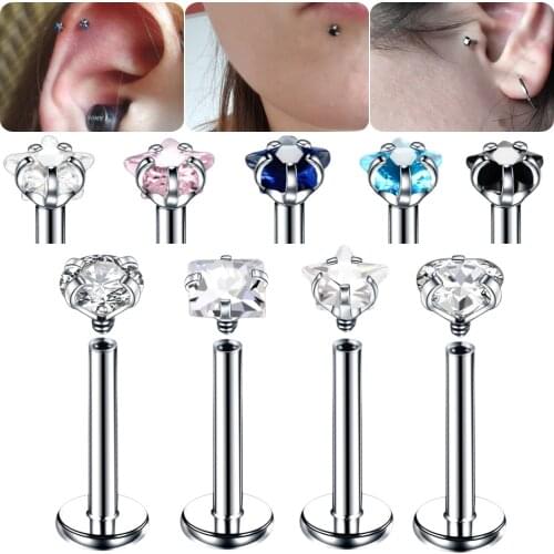 1Pc Stainless Steel Ear Lip Stud Septum Piercing Screw Thread Studs for Women Body Jewelry Ear Cartilage Tragus Helix Piercing