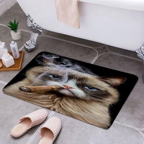 Disgruntle Cat with Cigar 3D Print Doormats Rectangle Non-Slip DoorMat Bedroom Kitchen Entrance Print Door rugs Dropshipping