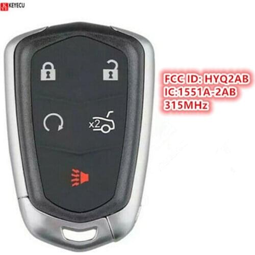 KEYECU 315MHz HYQ2AB Keyless Smart Remote Key 5 Button Remote Key Fob for Cadillac ATS CTS XTS 2014-2019 Escalade ESV SRX
