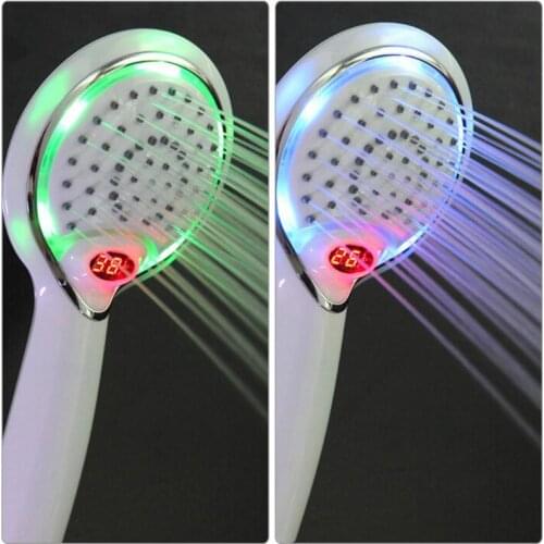 LCD Hand Shower Led Handheld Shower Head with Temperature Digital Display 3 Colors Change Water Powered LED Shower Sprinkler