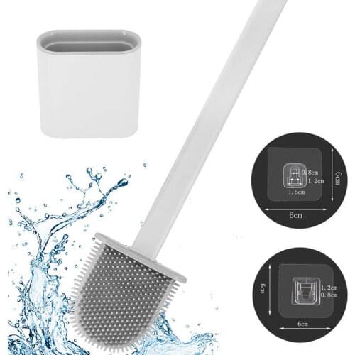 Silicone Bristles Toilet Brush and Holder for Bathroom Storage and Organization Compact Wall Hang Cleaning Kit WC Accessories