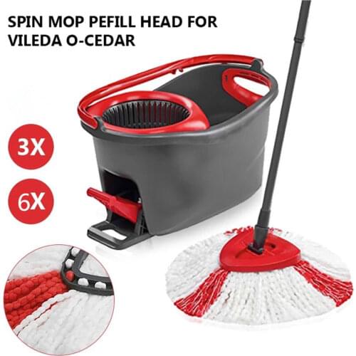 3 or 6PCS Replacement Microfibre 360° Spin Mop Clean Refill Head for Vileda O-Cedar EasyWring Household Cleaning Tools Mop