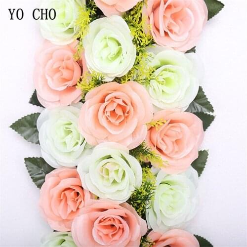 YO CHO Wedding Wall Arrangement Artificial Silk Rose Romantic Custom DIY Backdrop Arch Decorations Pink Flower Wall Decoration
