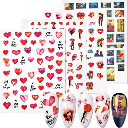T-TIAO CLUB 9 Types Watercolor Romantic Slider Nail Sticker Lover Tower Perfume Flower Transfer Water Design Manicure Tips