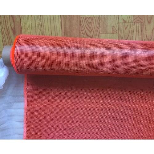 Carbon Aramid Fiber Hybrid Fabric Cloth Orange Plain Weave 190gsm