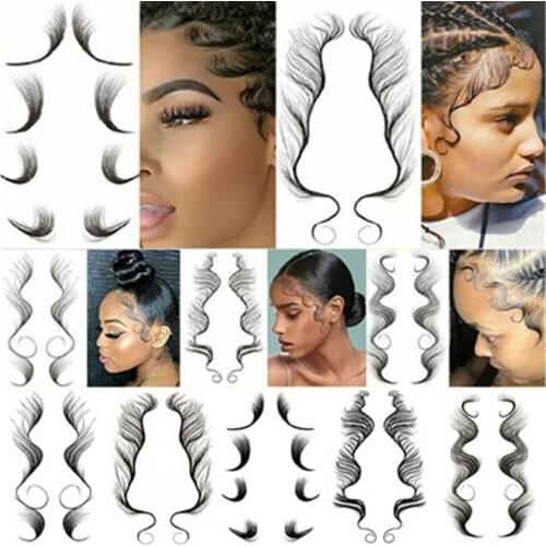 Waterproof Baby Hair Edge Tattoo Stickers Edges Curly Hair,salon Diy Hairstyling Hair Tattooing Template Hair Makeup Tool