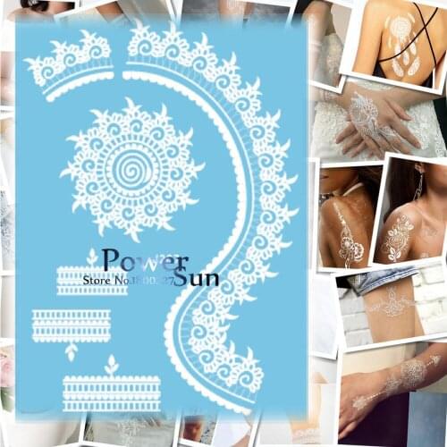 1PC Sexy Lace Bracelet Design Women Tattoo Body Art Temporary Tattoo Sticker Waterproof White Henna Flower Tatoo Wedding PJ207