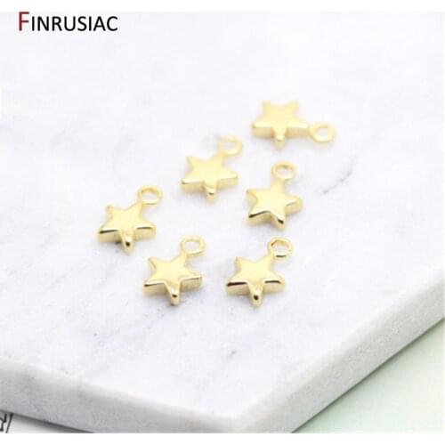 14K Real Gold Plated Small Pentagram Star Charms Tail Chain Charms Handmade Earrings Bracelet Necklace DIY Jewelry Accessories