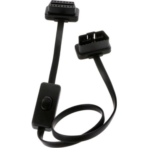 16 Pin OBD2 OBDII Auto Car Extension Cable With Switch Type Adapter Connector